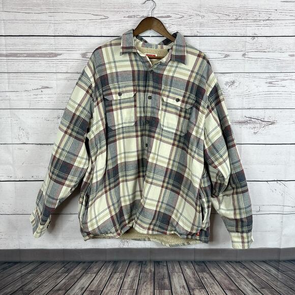 Wrangler Shacket Womens 2XL Plaid Sherpa Lined Plush Warm Fall Rustic Jacket - Picture 1 of 12